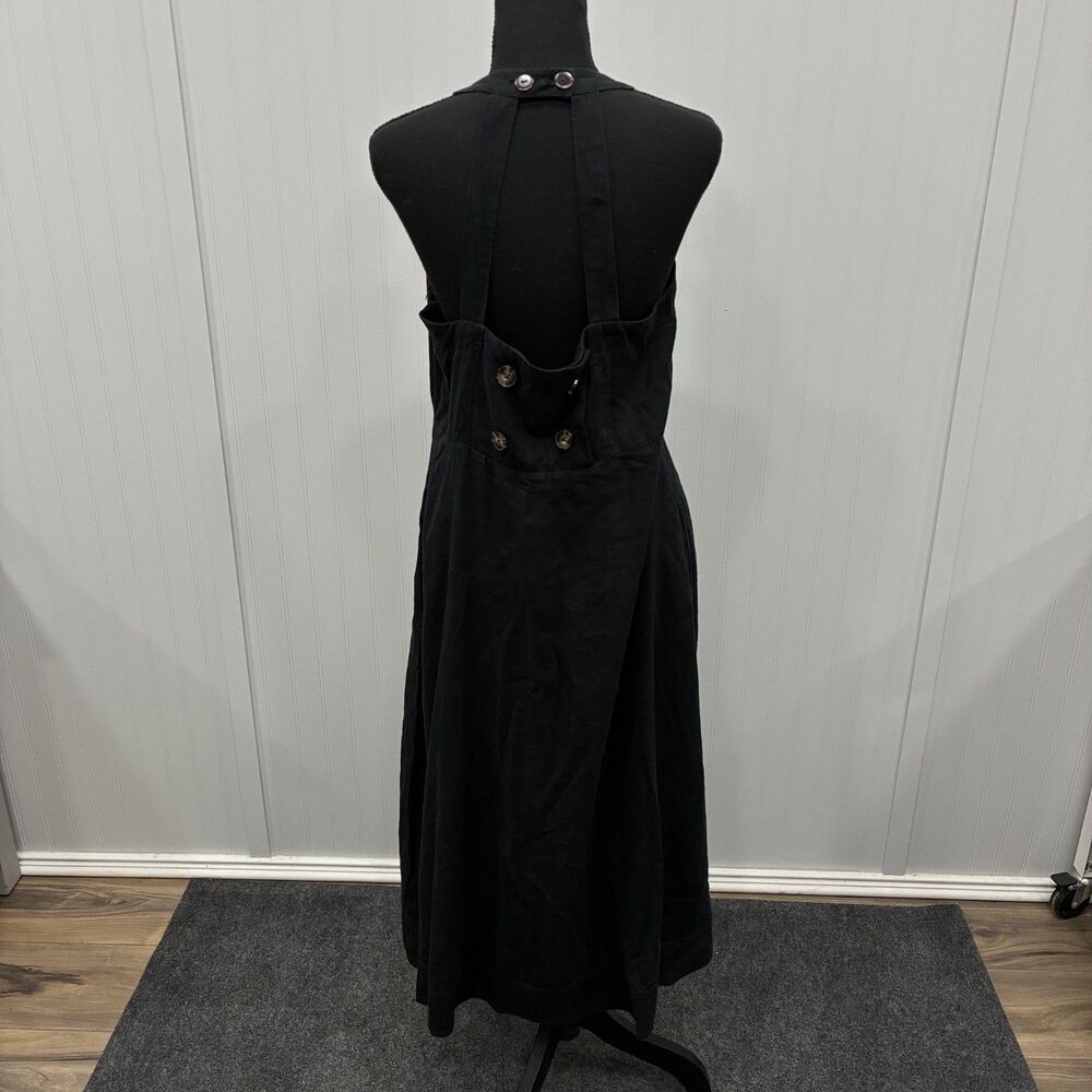 Anthropologie Women's Size 12 Black Linen Blend Halter Neck Midi Dress Timeless - Picture 6 of 9